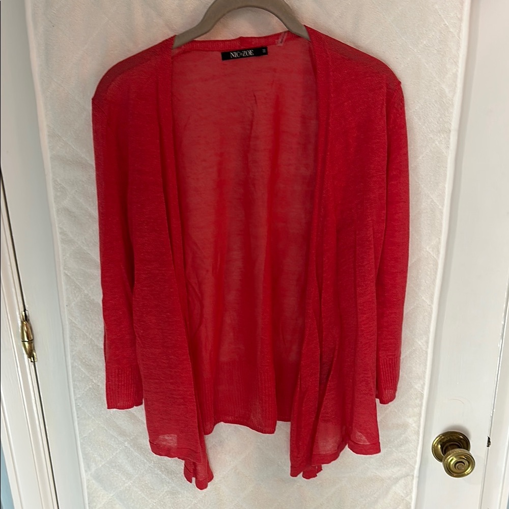NIC+ZOE Red Lightweight Sweater (tie front)